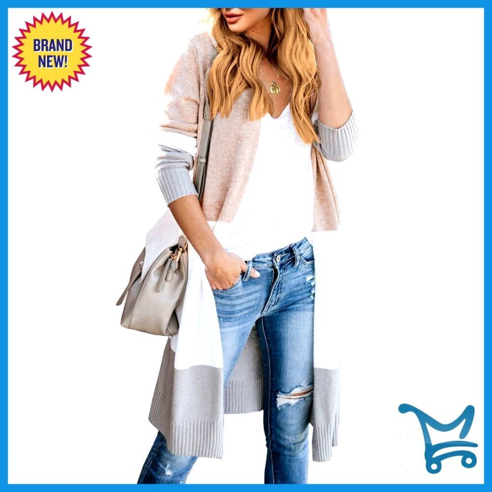 Boho Open Front Cardigan Lightweight Loose Knit Oversized Sweater Long Sleeve